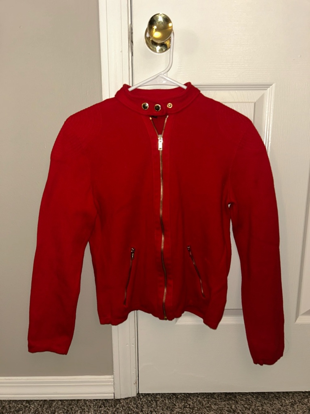 Lauren Ralph Lauren Red Zip-Up Jacket with Gold Hardware